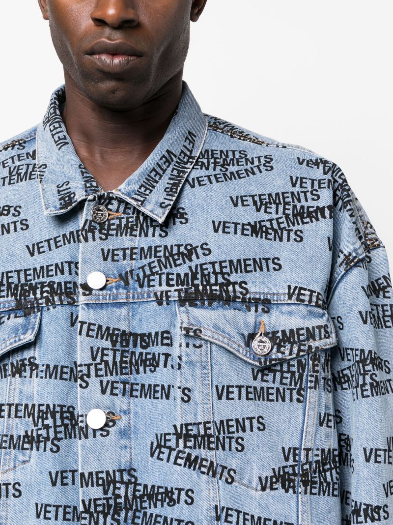 Blue Logo Print Denim Jacket
