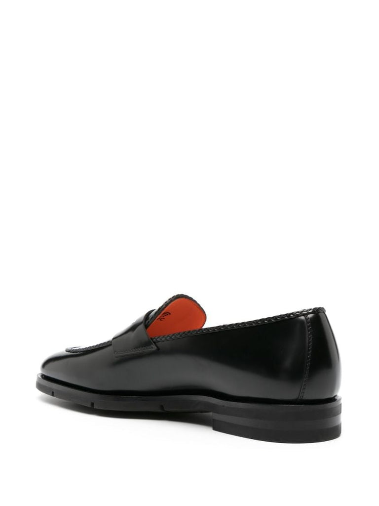Black Grifone Leather Penny Loafers