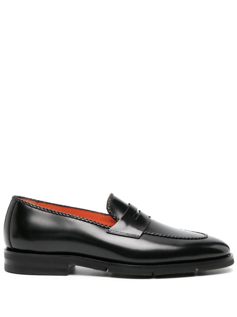 Black Grifone Leather Penny Loafers