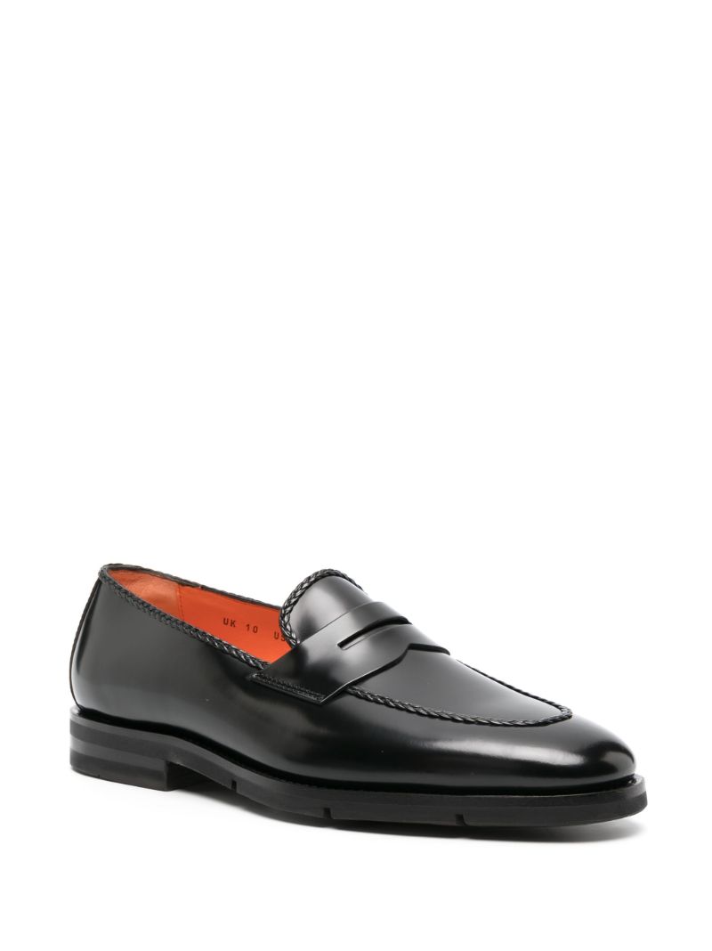 Black Grifone Leather Penny Loafers