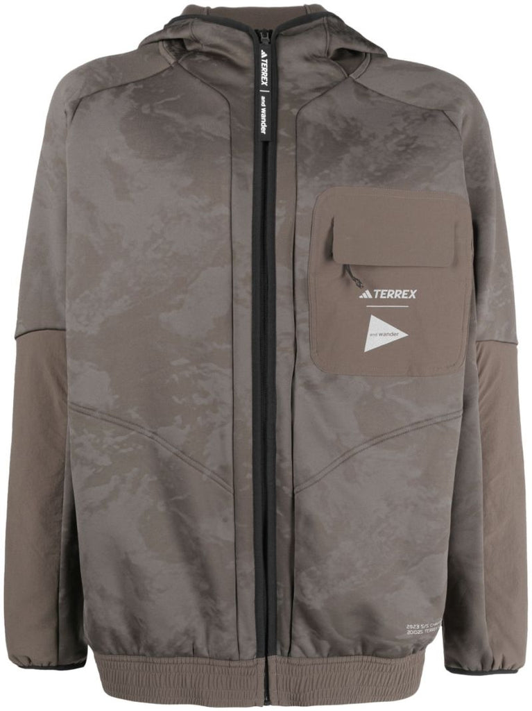 X and Wander Brown Hooded Fleece Jacket