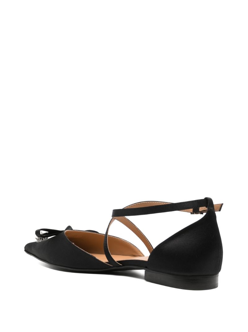 Black Bow-detail Satin Ballerinas