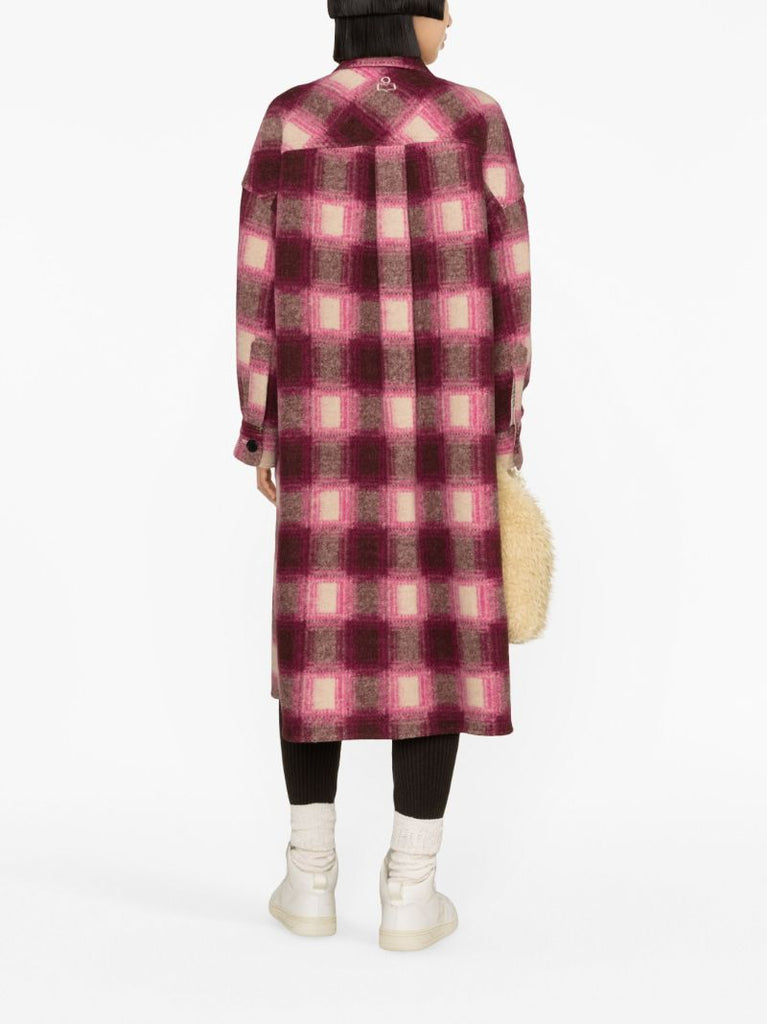 Pink Checked Single-breasted Coat