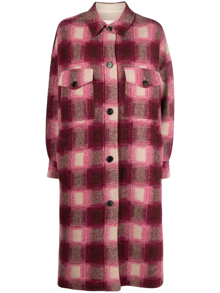 Pink Checked Single-breasted Coat