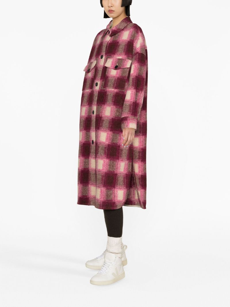 Pink Checked Single-breasted Coat
