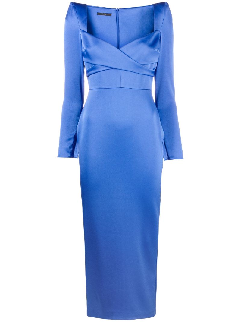 Blue Linden Satin CrÃ_x0083_Âªpe Dress