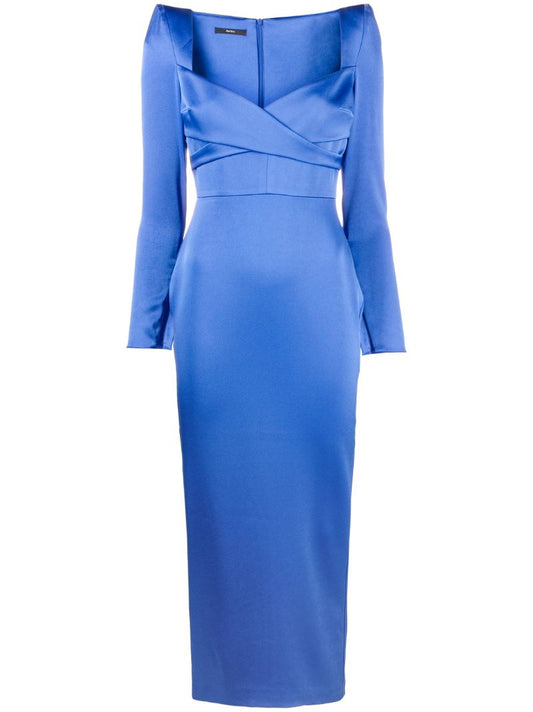 Blue Linden Satin CrÃ_x0083_Âªpe Dress