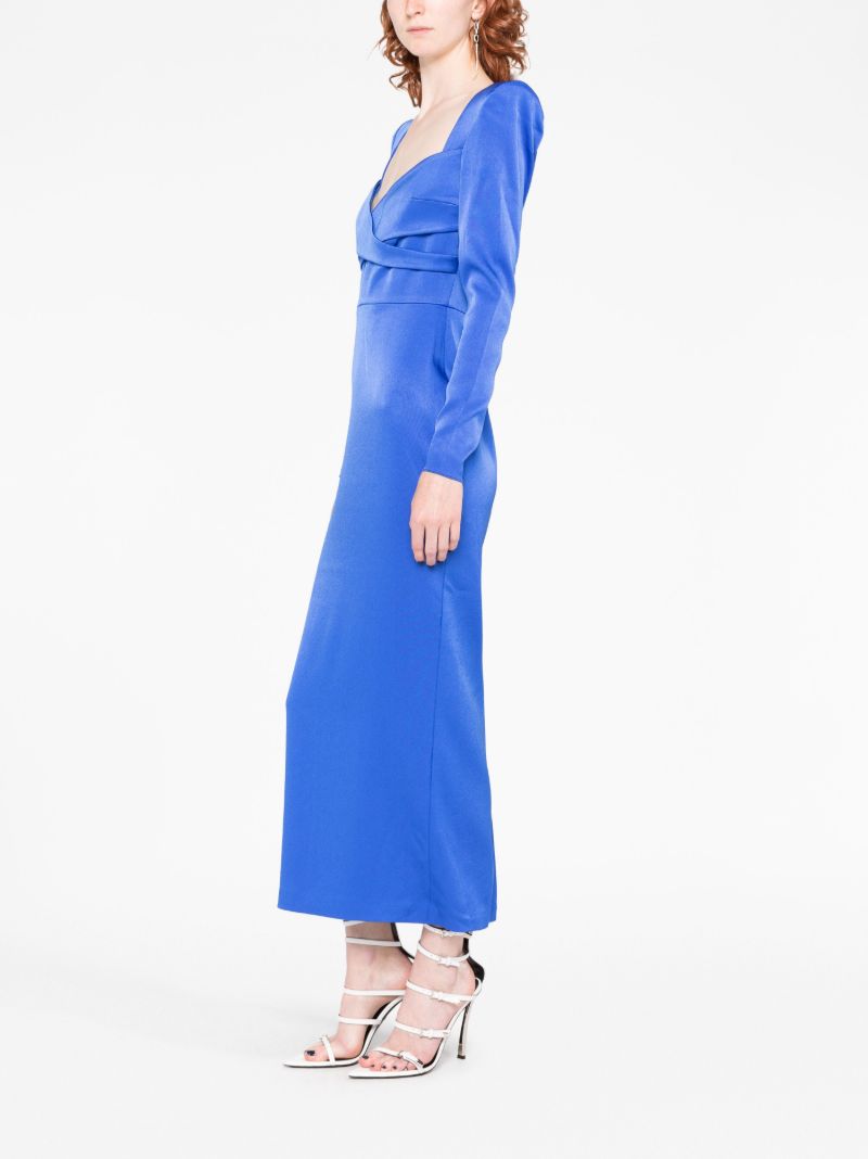 Blue Linden Satin CrÃ_x0083_Âªpe Dress