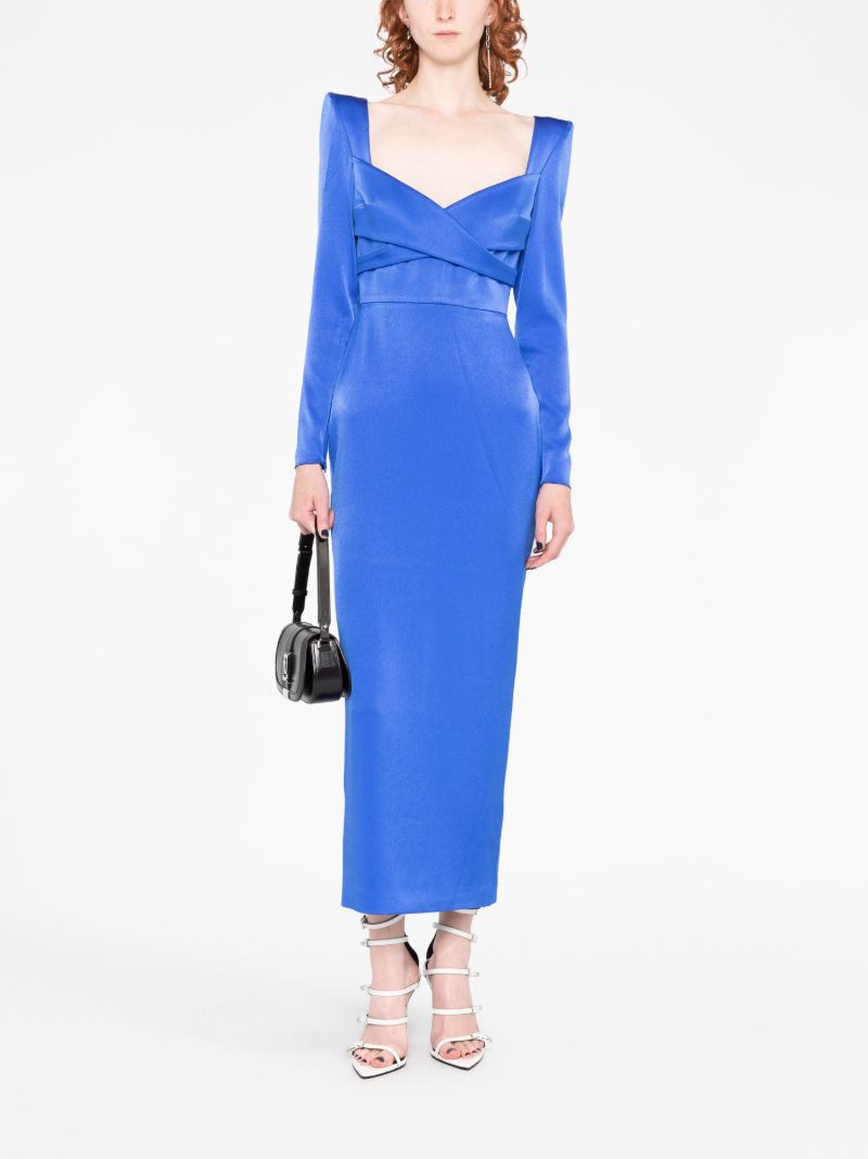 Blue Linden Satin CrÃ_x0083_Âªpe Dress