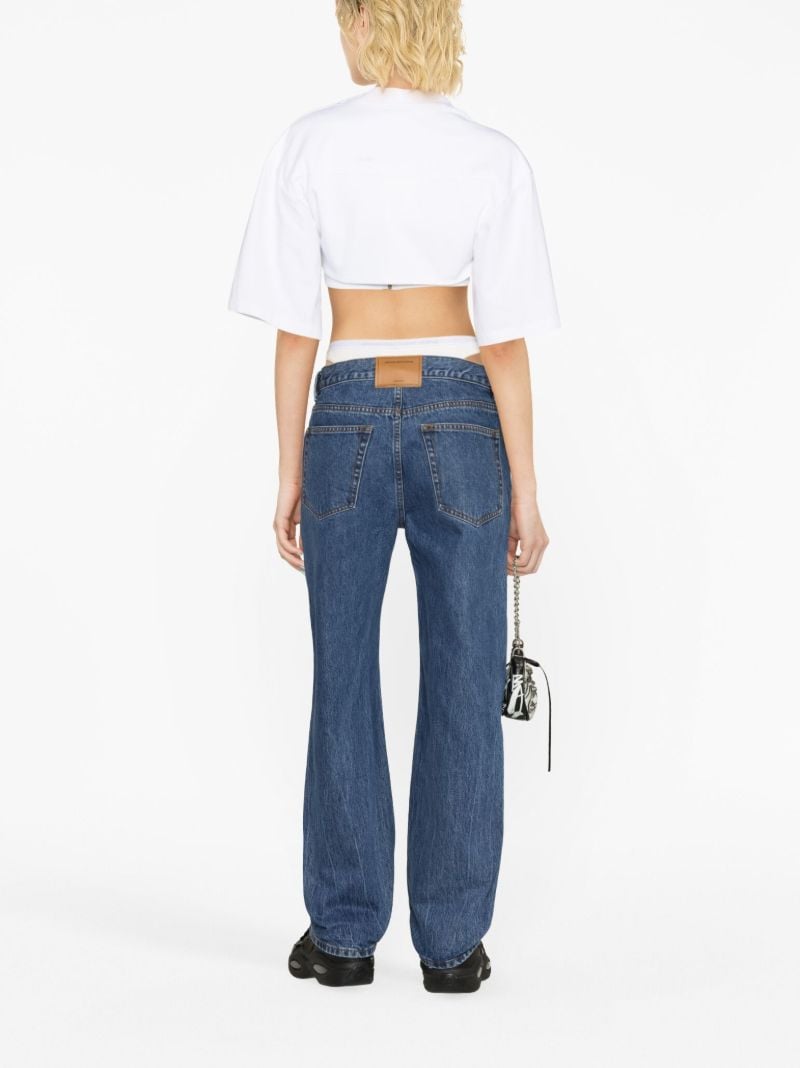 Blue Layered Waist Straight Leg Jeans