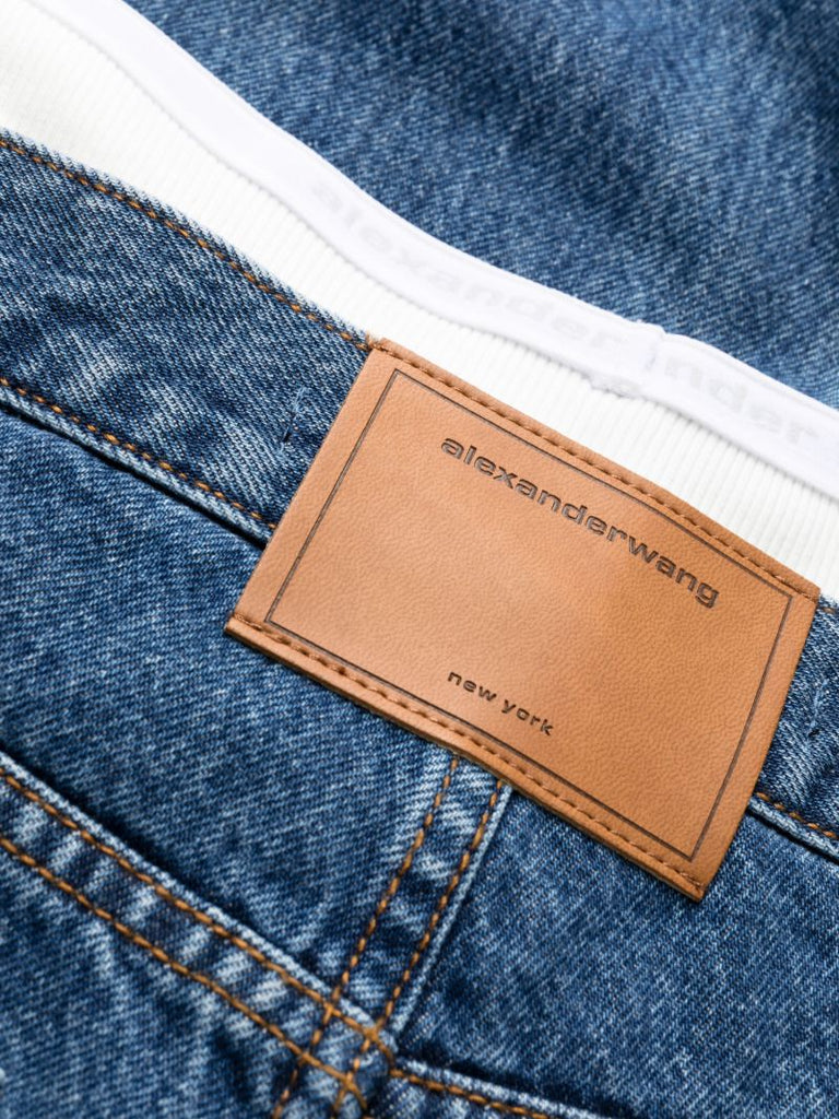 Blue Layered Waist Straight Leg Jeans