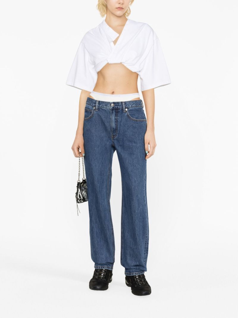 Blue Layered Waist Straight Leg Jeans