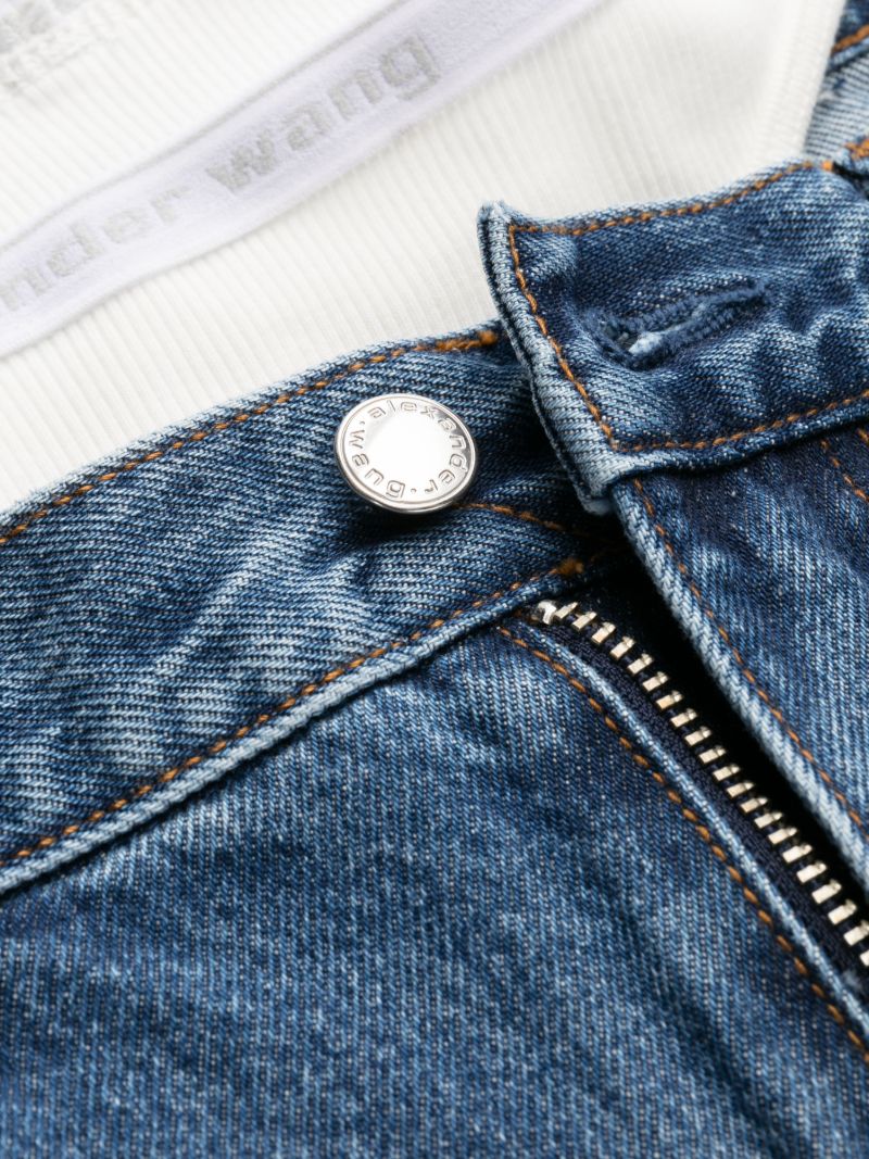 Blue Layered Waist Straight Leg Jeans