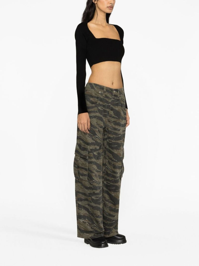 Green Camouflage-print Cargo Jeans
