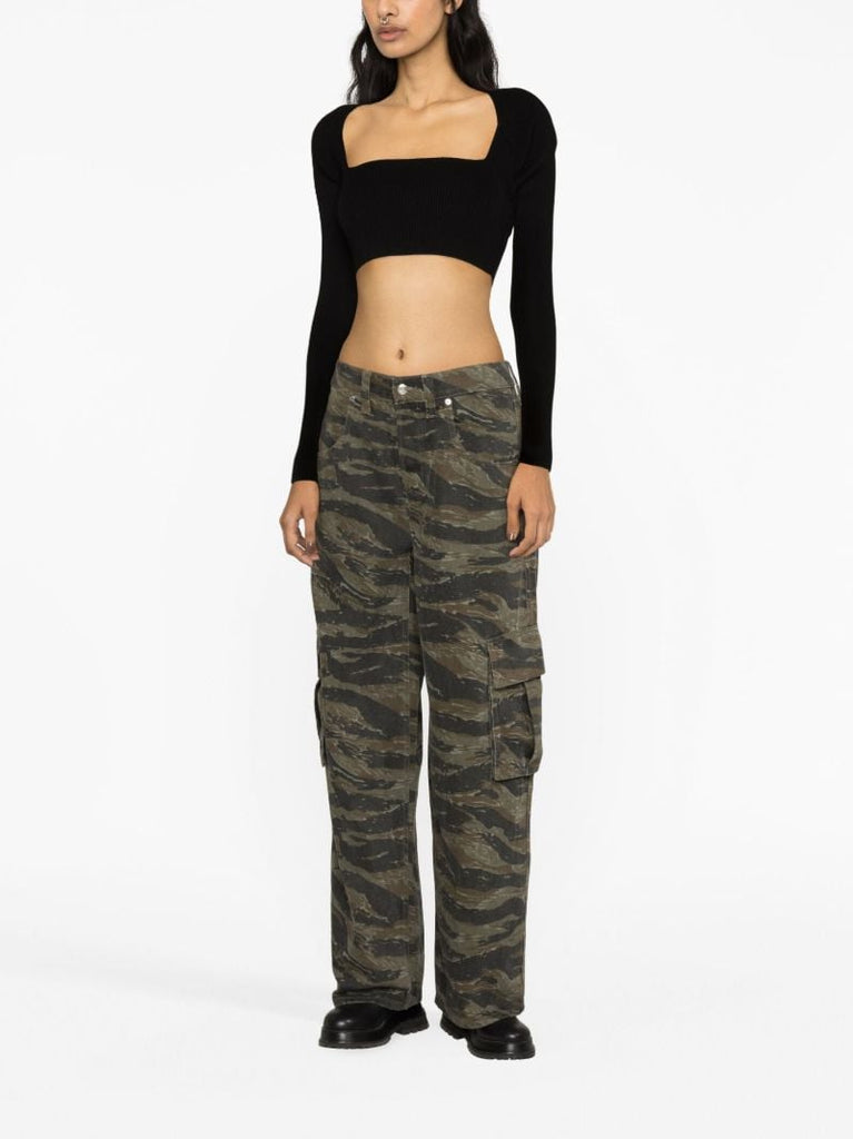 Green Camouflage-print Cargo Jeans
