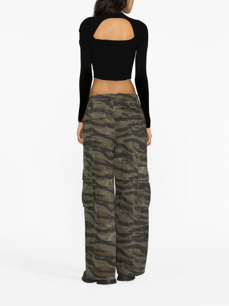 Green Camouflage-print Cargo Jeans