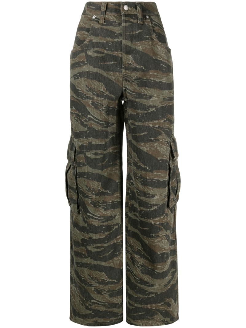 Green Camouflage-print Cargo Jeans
