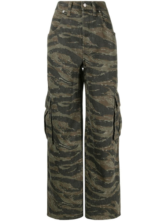 Green Camouflage-print Cargo Jeans