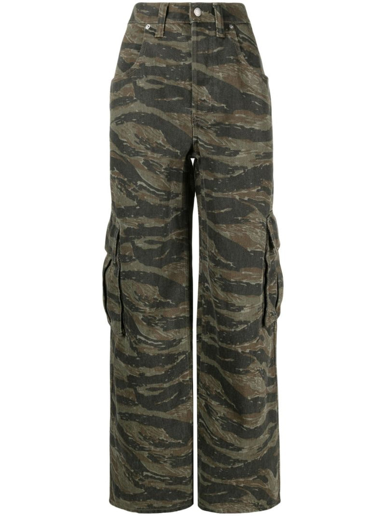 Green Camouflage-print Cargo Jeans