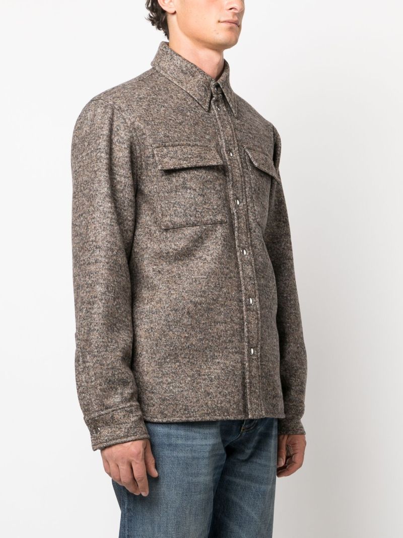 Brown Felted Wool-blend Shirt