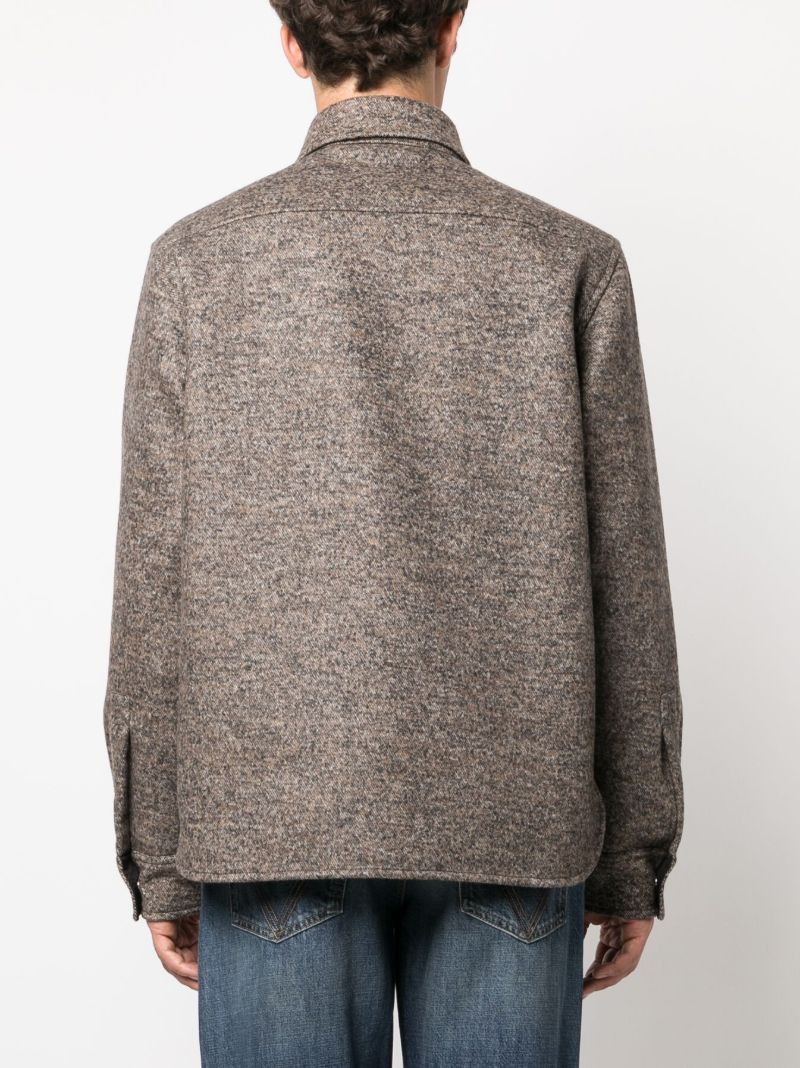 Brown Felted Wool-blend Shirt