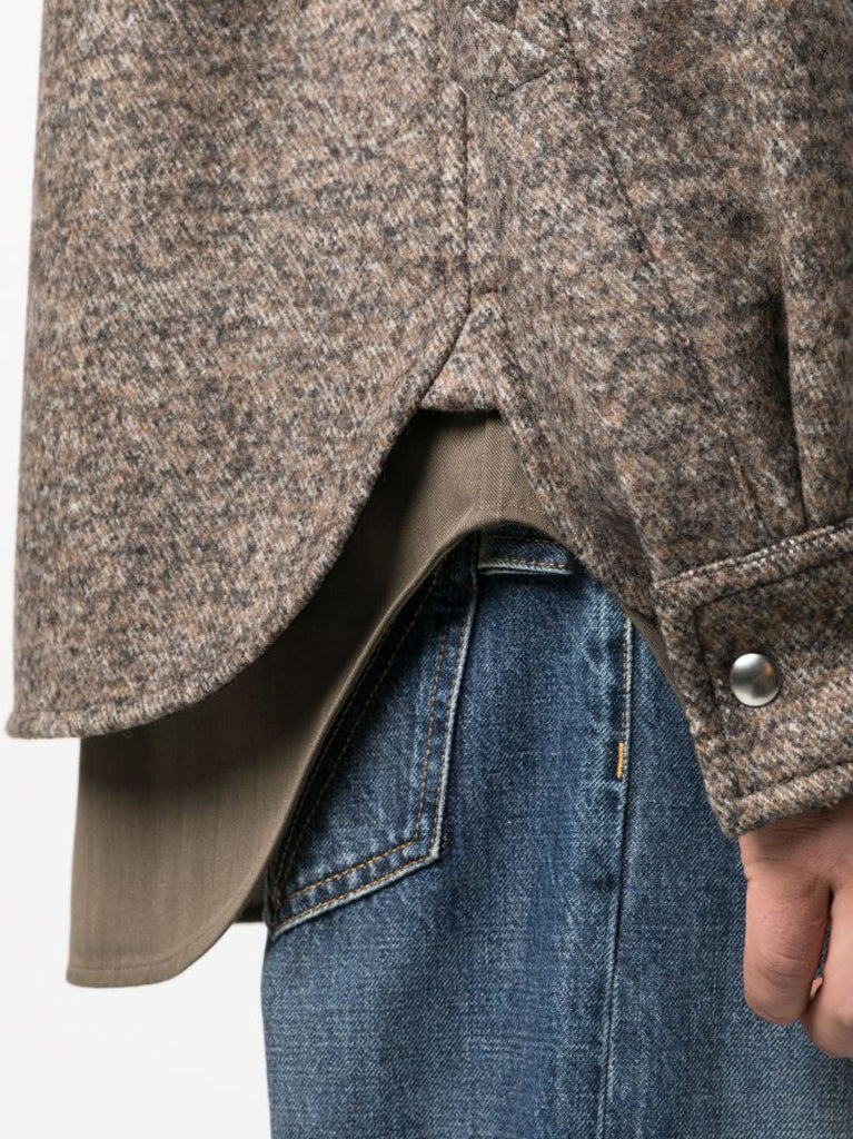 Brown Felted Wool-blend Shirt