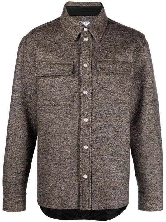 Brown Felted Wool-blend Shirt