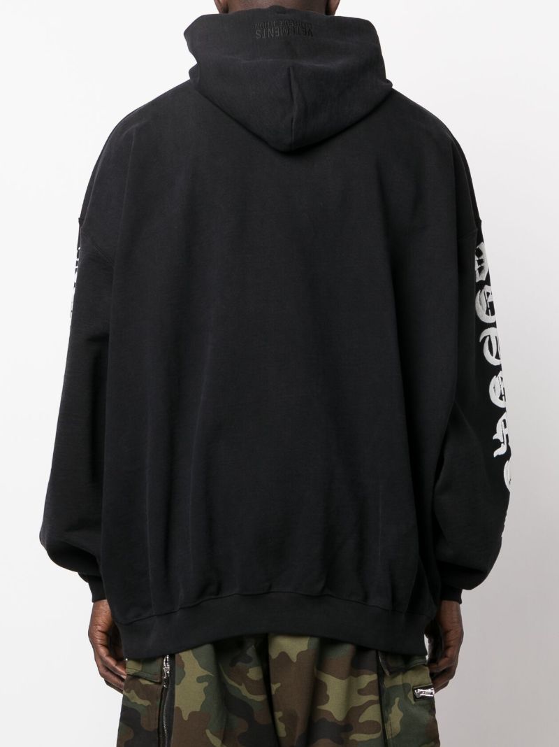 Black Double Anarchy Cotton Hoodie