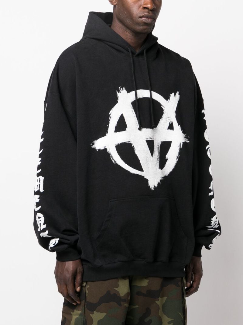 Black Double Anarchy Cotton Hoodie