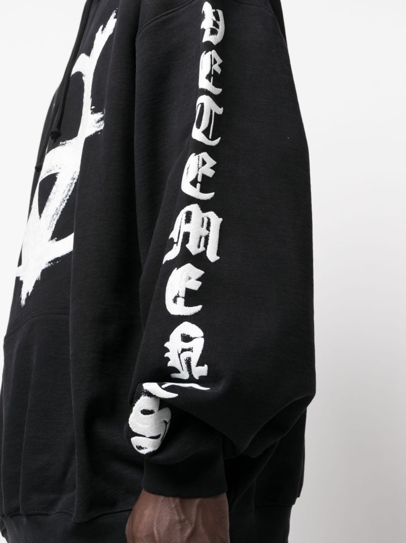 Black Double Anarchy Cotton Hoodie