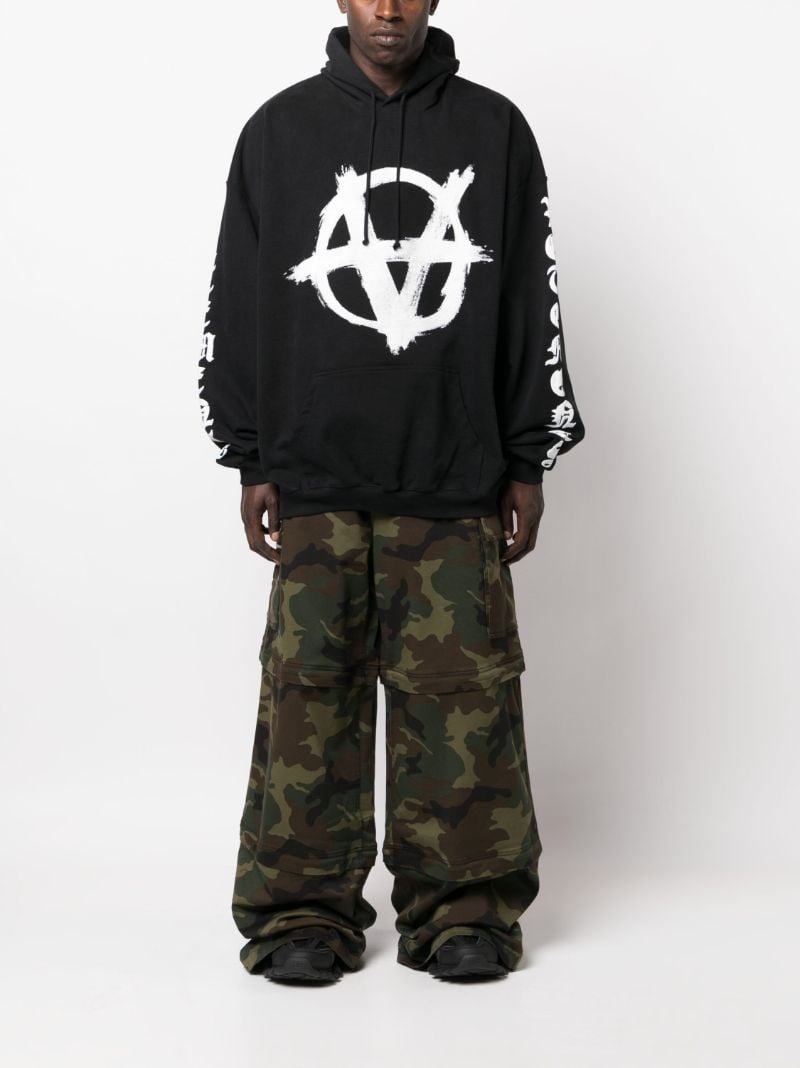 Black Double Anarchy Cotton Hoodie