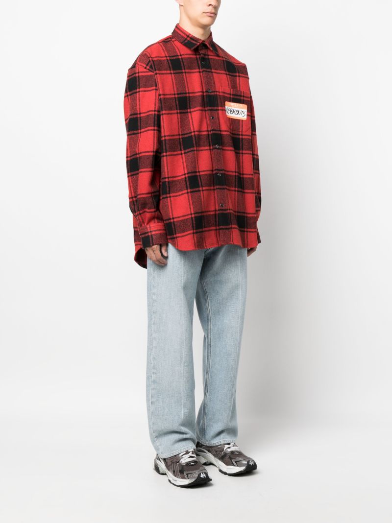 Red Hello My Name Is Check Shirt