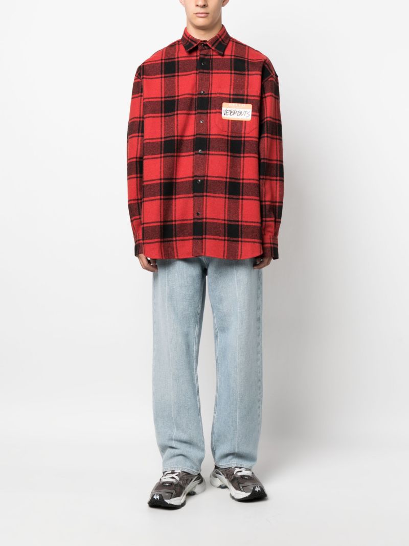 Red Hello My Name Is Check Shirt