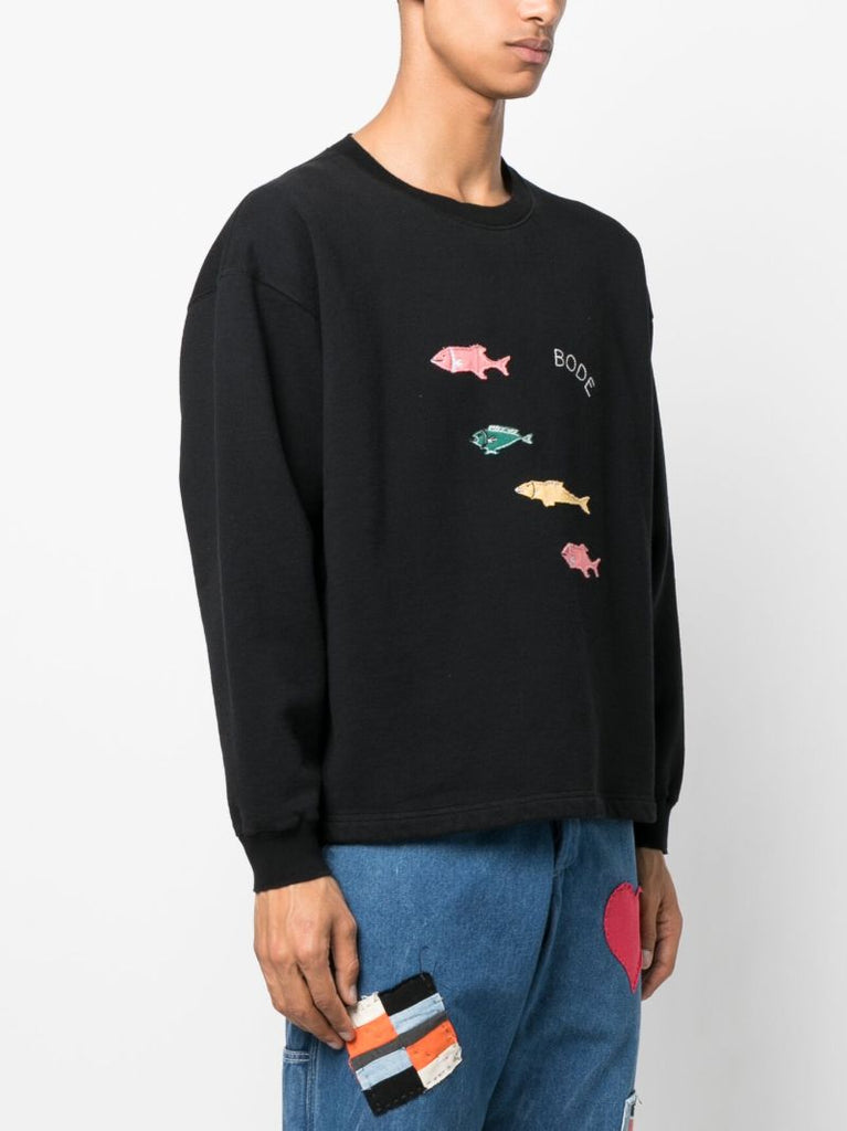 Black Fish Cotton Sweatshirt