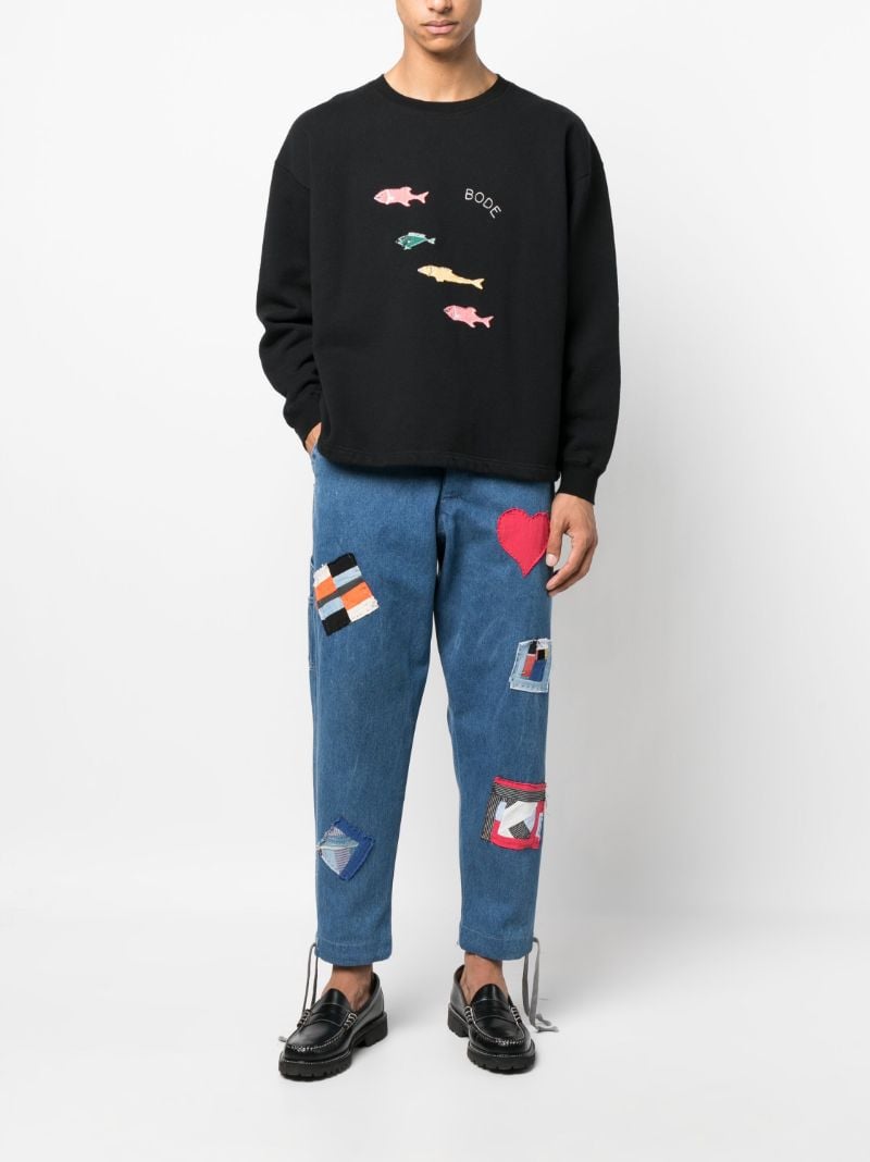 Black Fish Cotton Sweatshirt