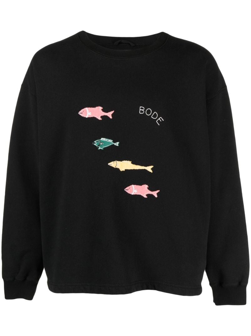 Black Fish Cotton Sweatshirt