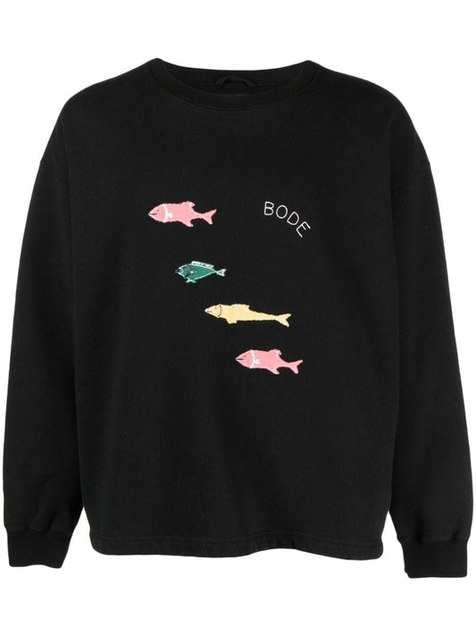 Black Fish Cotton Sweatshirt