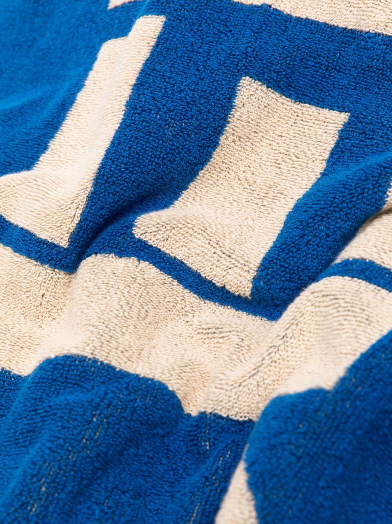 Blue and Neutral Logo-print Beach Towel