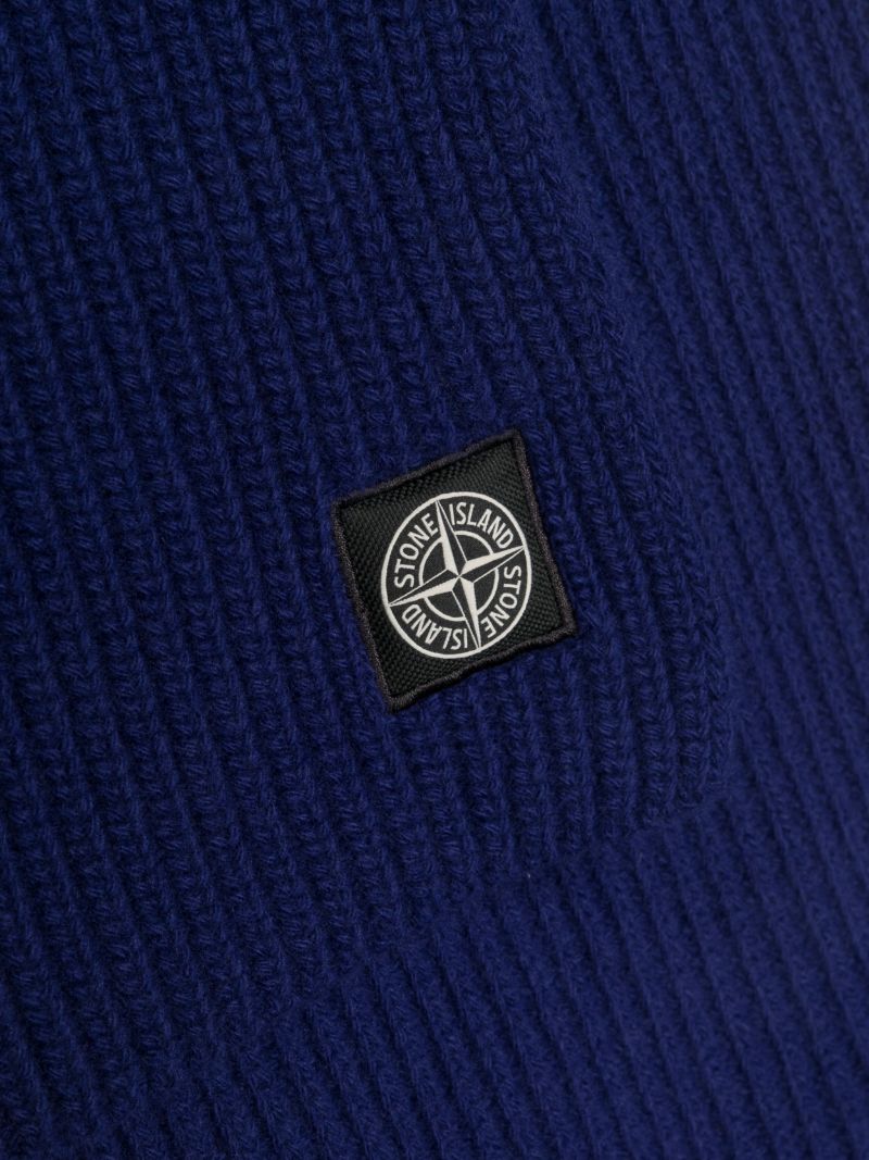 Blue Ribbed Virgin-wool Scarf