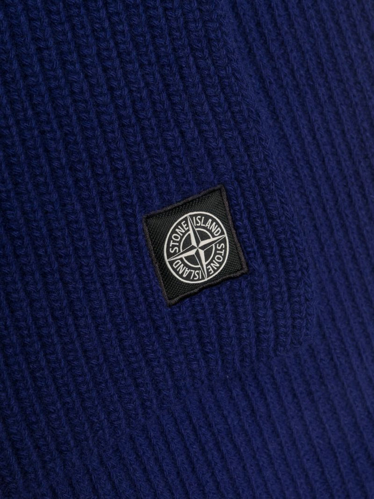 Blue Ribbed Virgin-wool Scarf