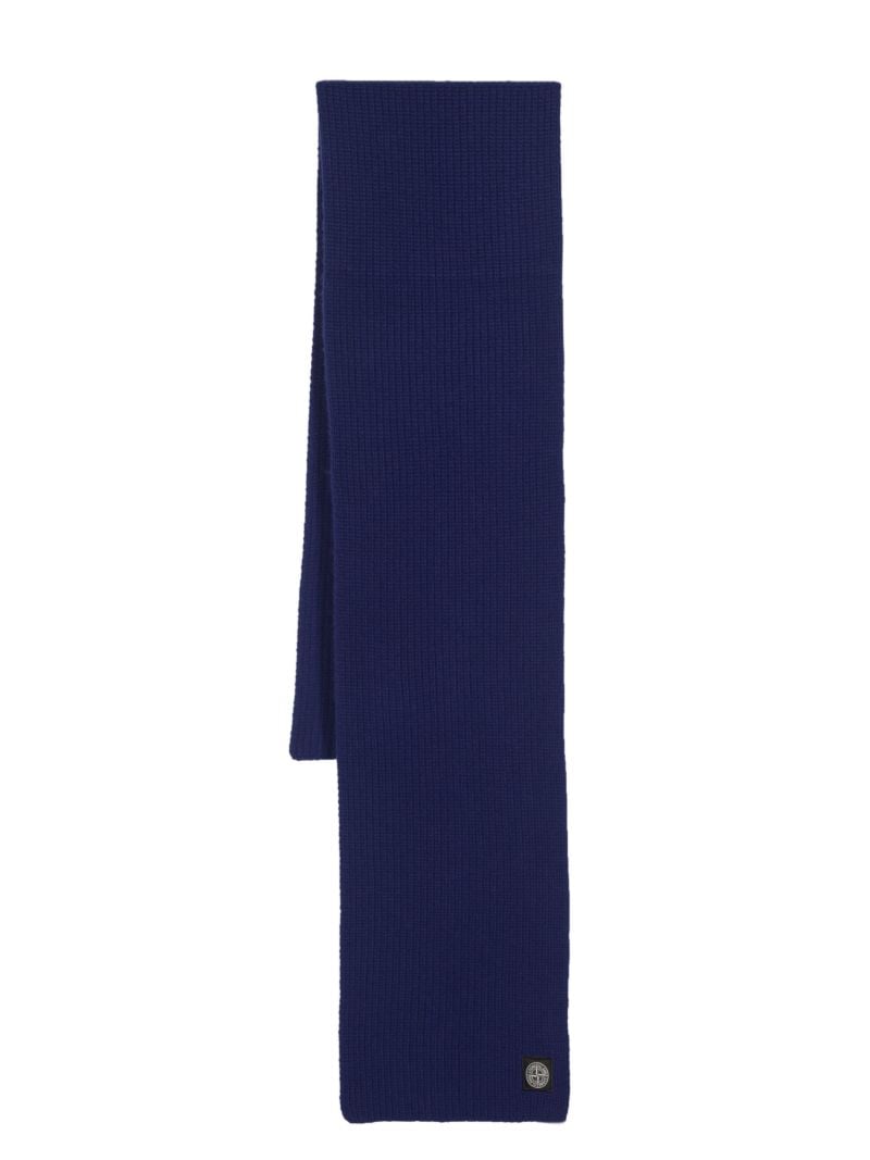 Blue Ribbed Virgin-wool Scarf