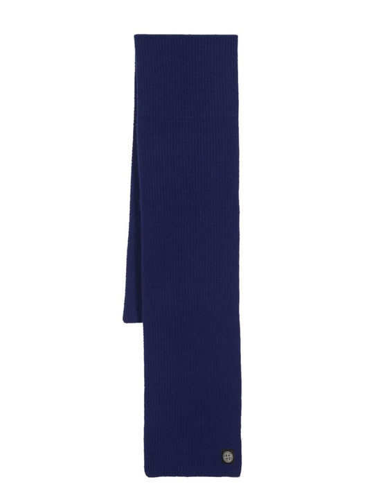Blue Ribbed Virgin-wool Scarf