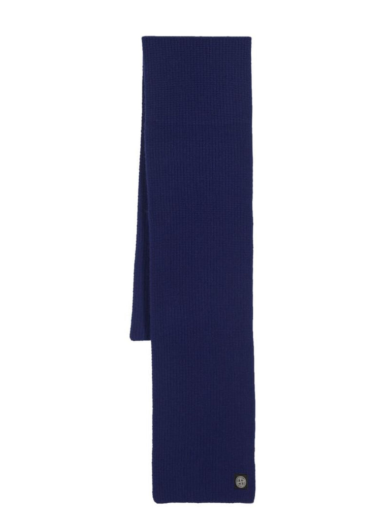 Blue Ribbed Virgin-wool Scarf