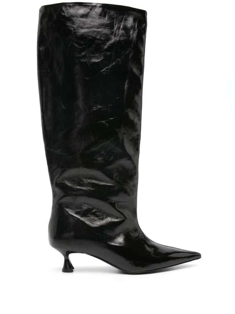Black Faux-leather Knee-high Boots