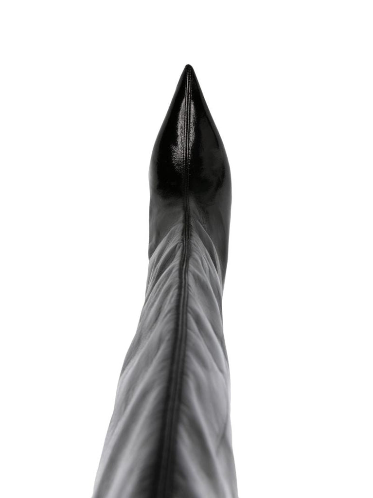 Black Faux-leather Knee-high Boots