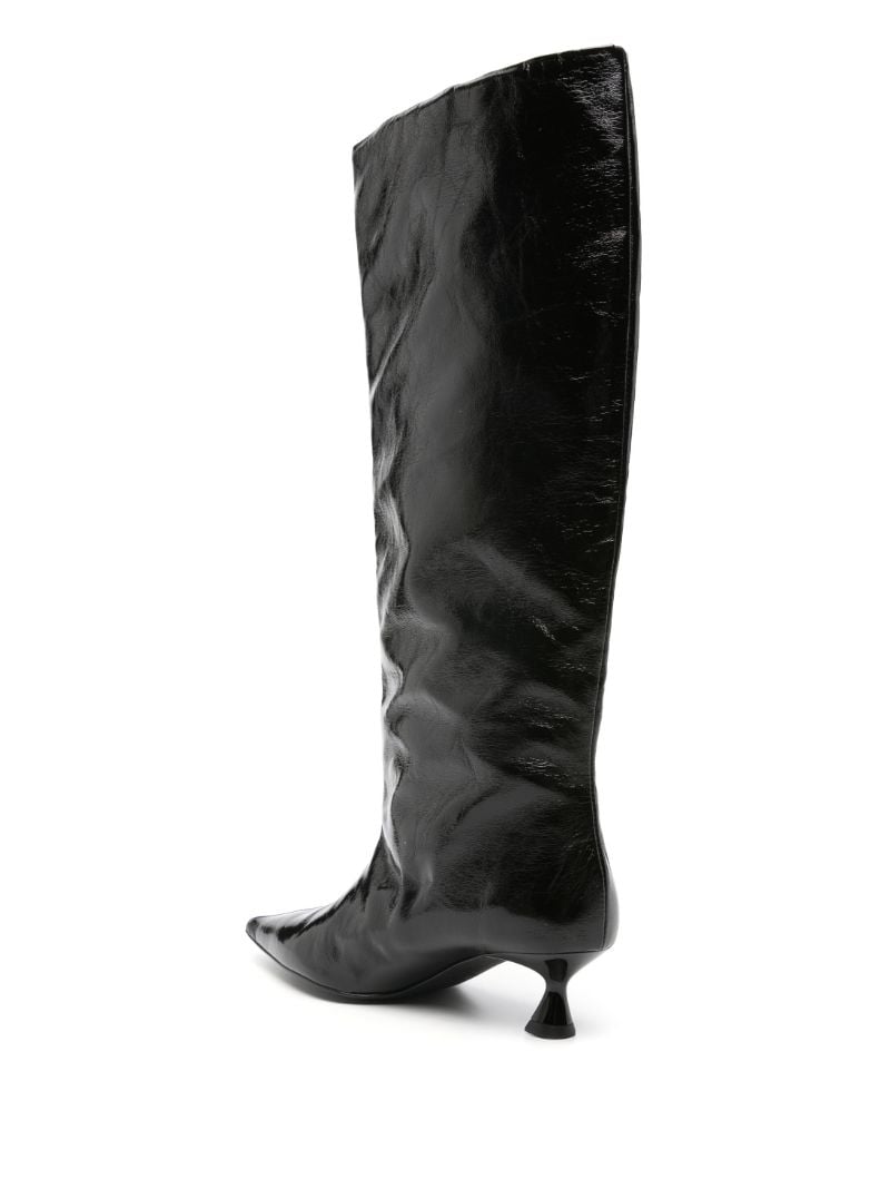 Black Faux-leather Knee-high Boots