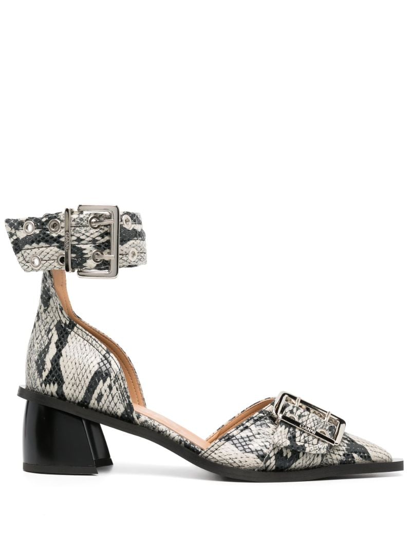Neutral Snakeskin-print Faux-leather Sandals