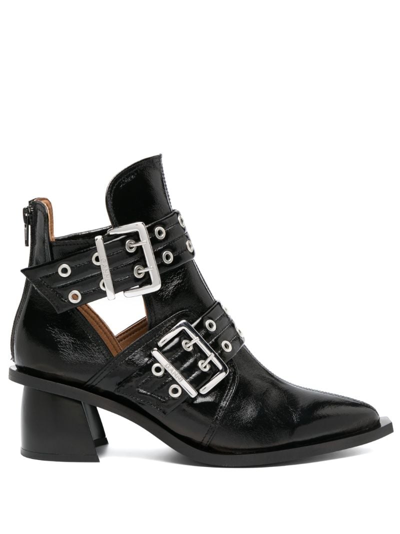 Black 50 Buckled Ankle Boots