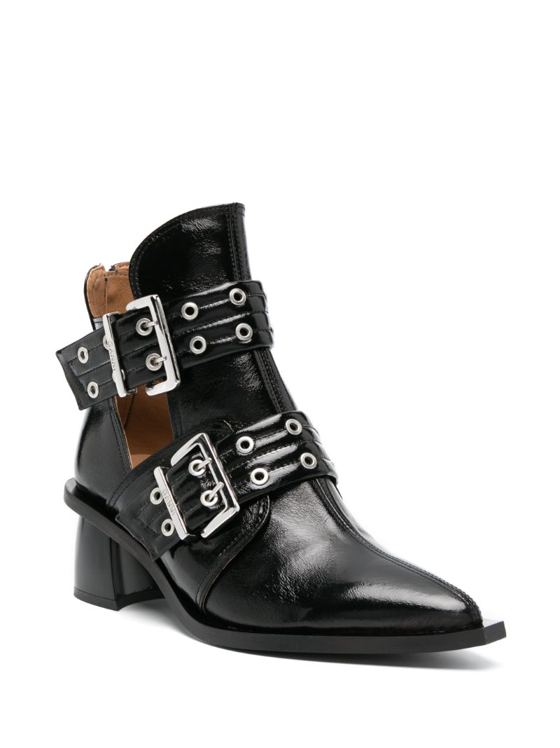 Black 50 Buckled Ankle Boots