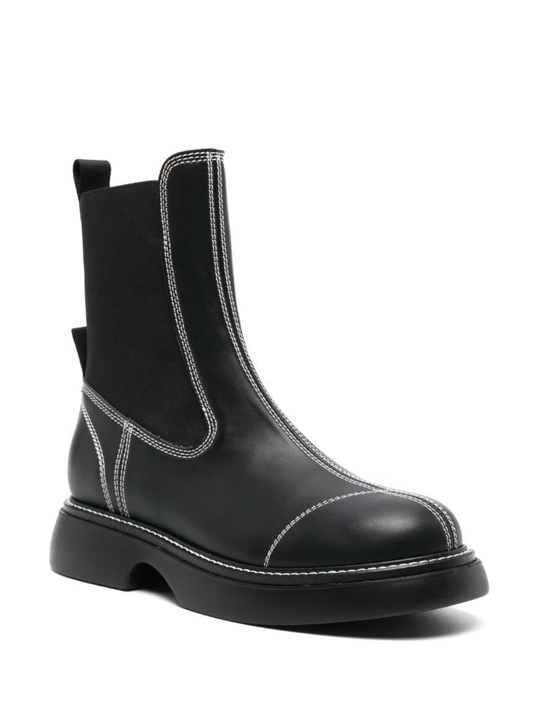 Black Faux-leather Chelsea Boots